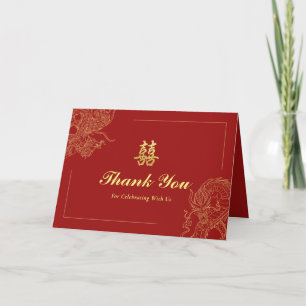 Traditionelle chinesische Hochzeit mit Drache und Dankeskarte
