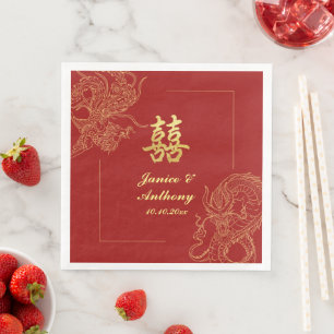 Traditionelle chinesische Hochzeit mit Drache und  Serviette