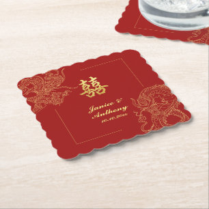 Traditionelle chinesische Hochzeit mit Drache und Untersetzer