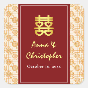 Traditionelle chinesische Hochzeit Peranakan Quadratischer Aufkleber