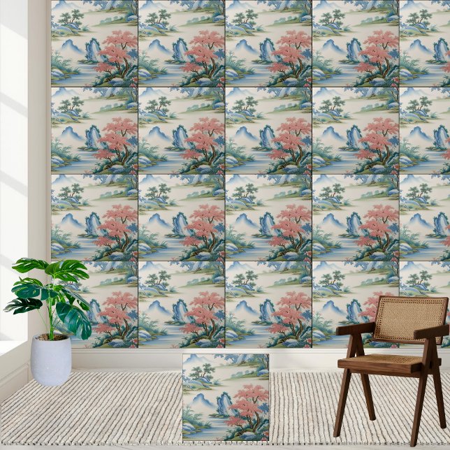 Traditionelle Chinesische Kunst Chinoiserie Landsc Fliese (Traditional Chinese Art Chinoiserie Landscape Tile)