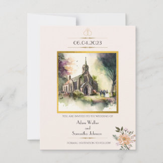 Traditionelle Church Gold Blume Save the Date