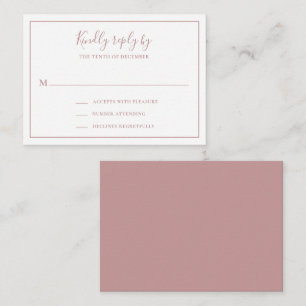 Traditionelle Dusty Rose Pink Mini Wedding RSVP Ka Mitteilungskarte