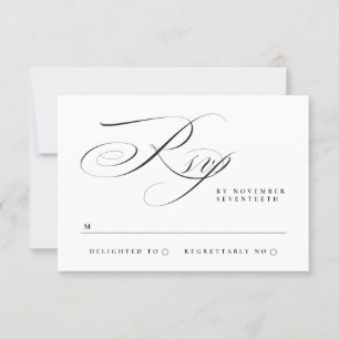 Traditionelle Einfache Kalligrafie-Schwarze Krawat RSVP Karte