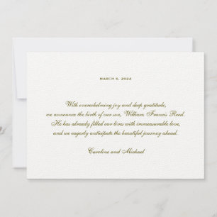 Traditionelle Elegant Gender Neutral Birth Ankündigung