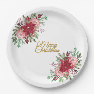 Traditionelle Elegante Weihnachten Poinsettia Pappteller