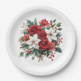 Traditionelle Elegante Weihnachten Poinsettia Pappteller