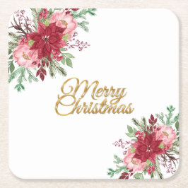 Traditionelle Elegante Weihnachten Poinsettia Rechteckiger Pappuntersetzer