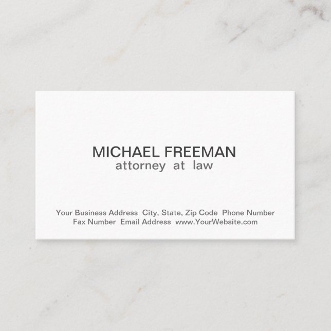 Traditionelle elegante weiße Anwaltskarte Visitenkarte (Vorderseite)