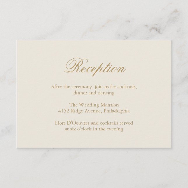 Traditionelle Elfenbeinhochzeit Begleitkarte (Vorderseite)