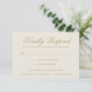 Traditionelle Elfenbeinhochzeit RSVP Karte