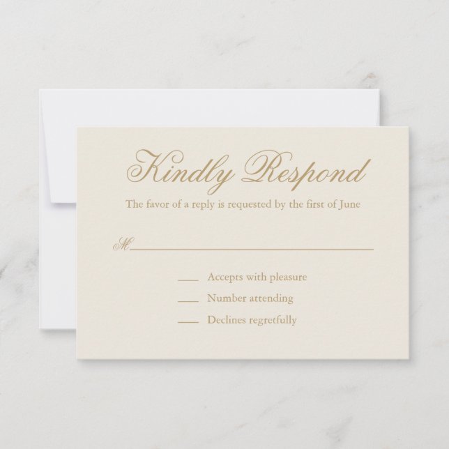 Traditionelle Elfenbeinhochzeit RSVP Karte (Vorderseite)