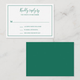Traditionelle Emerald Green Mini Wedding RSVP Kart Mitteilungskarte