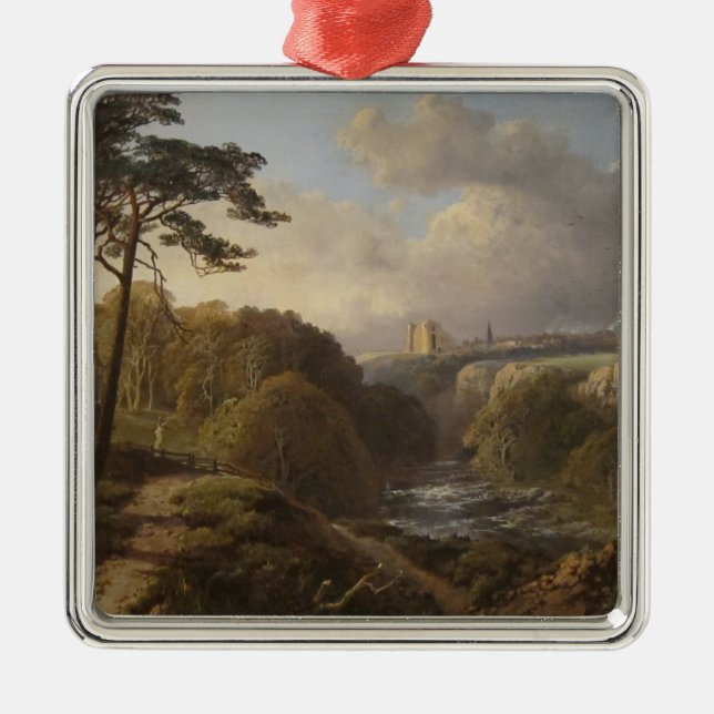 Traditionelle englische Landschaft in Derbyshire L Ornament Aus Metall (Vorne)