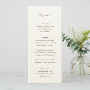 Traditionelle Erdig Neutrale Elegante Hochzeit Menükarte
