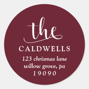 Traditionelle Familienkalligraphie Rote Rücksendea Runder Aufkleber