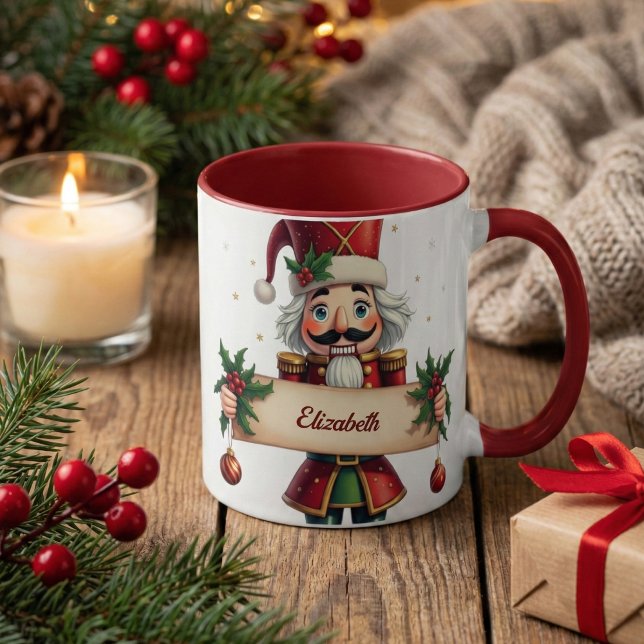 Traditionelle festliche Nutcracker Weihnachten Zwe Tasse (Personalized Nutcracker Christmas Mug with Name – Cozy Holiday Gift)