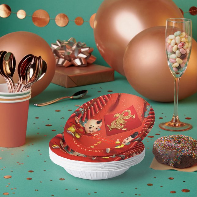 Traditionelle Feuerwehrleute Chinesisches Drachenj Pappteller (Multi)