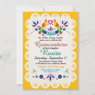 Traditionelle Fiesta Spanische Border Quinceanera Einladung