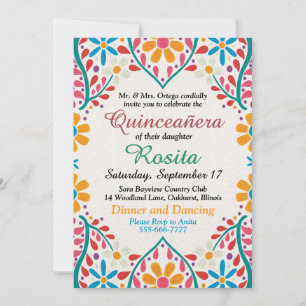 Traditionelle Fiesta Spanische Grenze Quinceanera Einladung