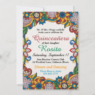 Traditionelle Fiesta Spanische Grenze Quinceanera  Einladung