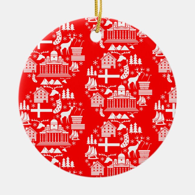 Traditionelle finnische Weihnachtsdekoration Keramik Ornament (Vorne)