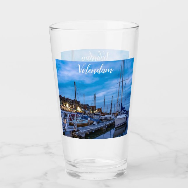 Traditionelle Fischerstadt Nachtszene Glas (Vorderseite)