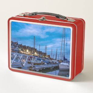 Traditionelle Fischerstadt Nachtszene Metall Brotdose