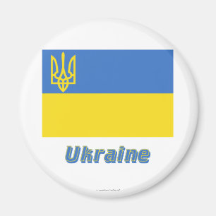 Traditionelle Flagge Ukraine mit Namen Magnet