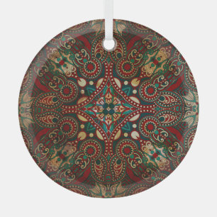 Traditionelle Floral Paisley Bandanna Grunge Ornament Aus Glas