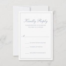 Traditionelle formale Elegant Dusty Blue Wedding RSVP Karte
