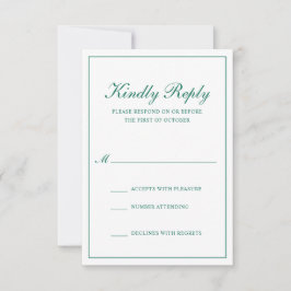 Traditionelle formale Smaragdgrüne Hochzeit RSVP Karte