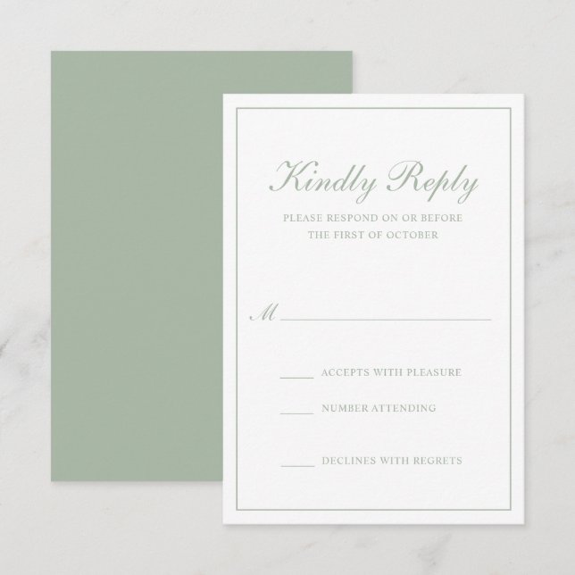 Traditionelle formelle Hochzeit RSVP Karte (Vorne/Hinten)