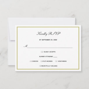 Traditionelle formelle schwarze weiße Goldhochzeit RSVP Karte