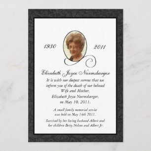 Traditionelle Foto-Todesmitteilungs-Karte Ankündigung