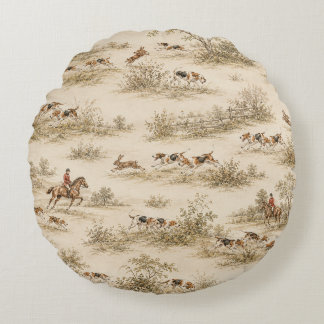 Traditionelle Foxhound-Jagd Rundes Kissen