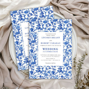 Traditionelle französische Toile-Blumenhochzeit  Einladung