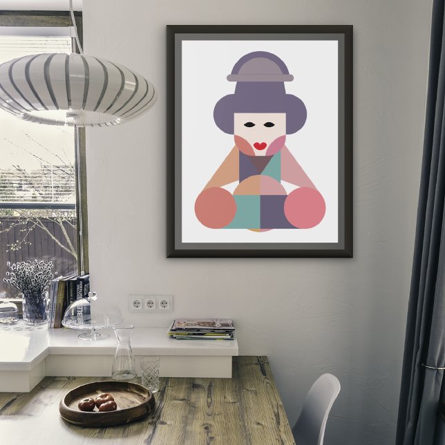 Traditionelle Frauenkunst Leinwanddruck (art print frame placed in a modern dining room)