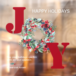 Traditionelle Freude Weihnachten Blumenkranz rot g Fensteraufkleber