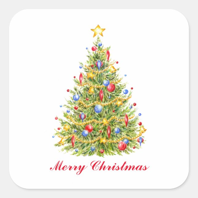 Traditionelle frohe Weihnachtsbaum Merry Stickers (Vorderseite)