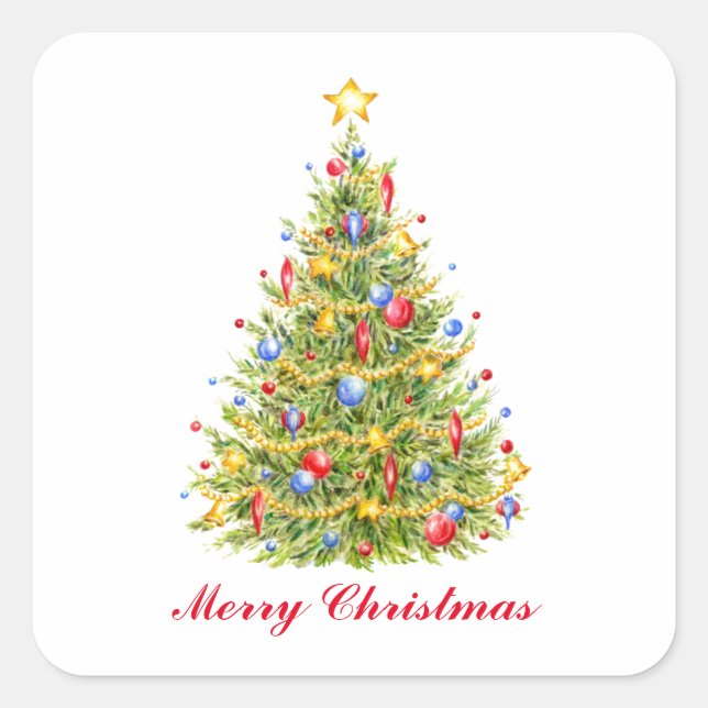 Traditionelle frohe Weihnachtsbaum Merry Stickers (Vorderseite)