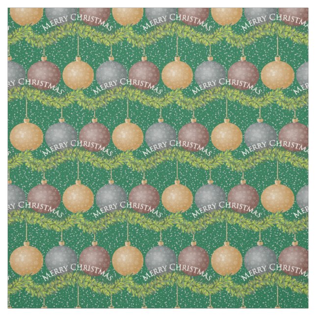 Traditionelle frohe Weihnachtsgrün-Ornamente Stoff (Muster)