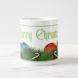 Traditionelle frohe Weihnachtsgrüße mit Ornament Jumbo-Tasse