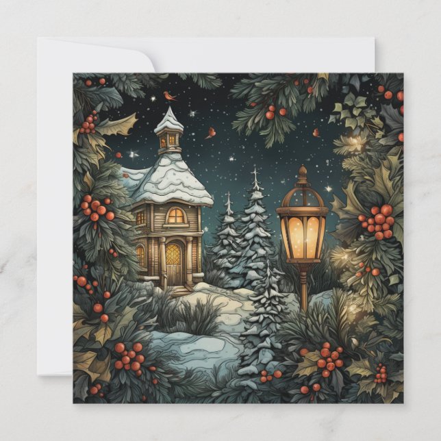 Traditionelle frohe Weihnachtskarte Feiertagskarte (Vorderseite)