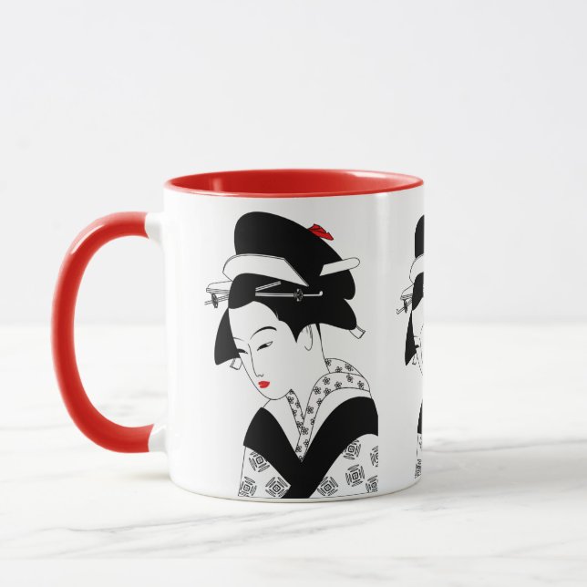 Traditionelle Geisha Illustration Tasse (Links)
