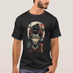 Traditionelle Geisha-Maske Samurai Japanisches Tat T-Shirt