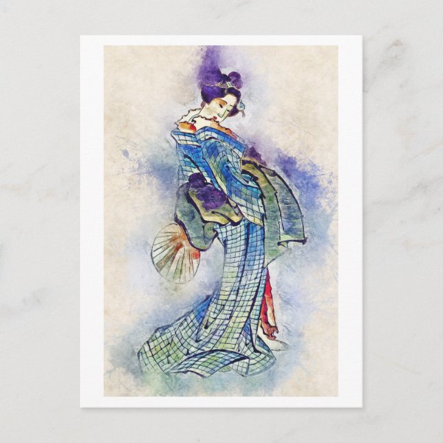 Traditionelle Geisha Vintag Hokusai japan art Postkarte (Vorderseite)