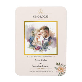 Traditionelle Gold-Blume Save the Date Magnet
