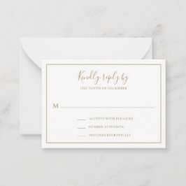 Traditionelle Gold Elegant Mini Wedding RSVP Karte