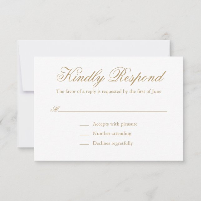 Traditionelle goldene feierliche Hochzeit RSVP Karte (Vorderseite)